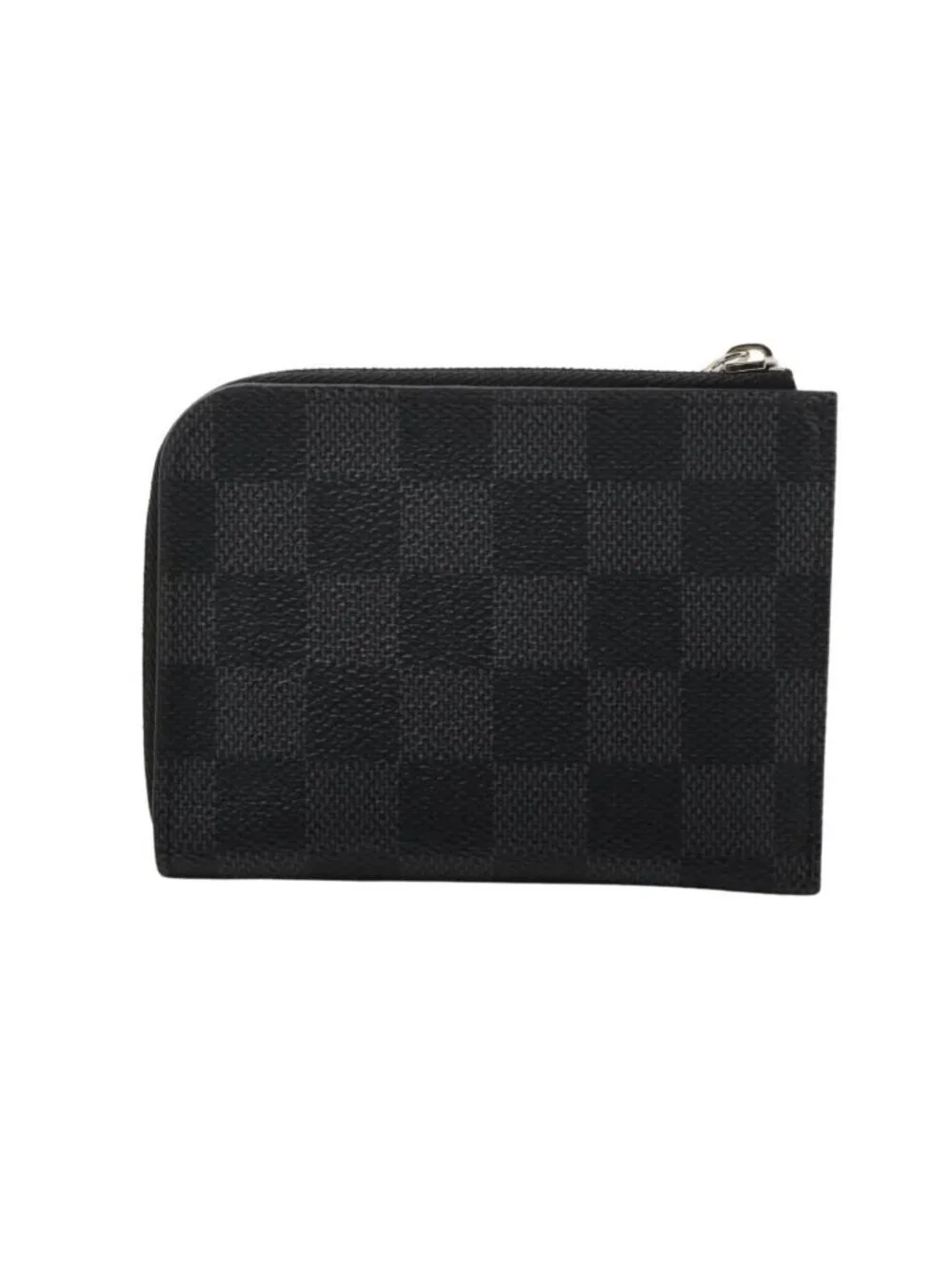 Louis Vuitton Coin Case Porte-Monnaie NM Black Damier Graphite Purse Silver